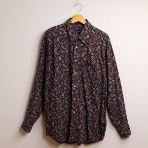 Vintage Dark Paisley Button Up Casual Shirt